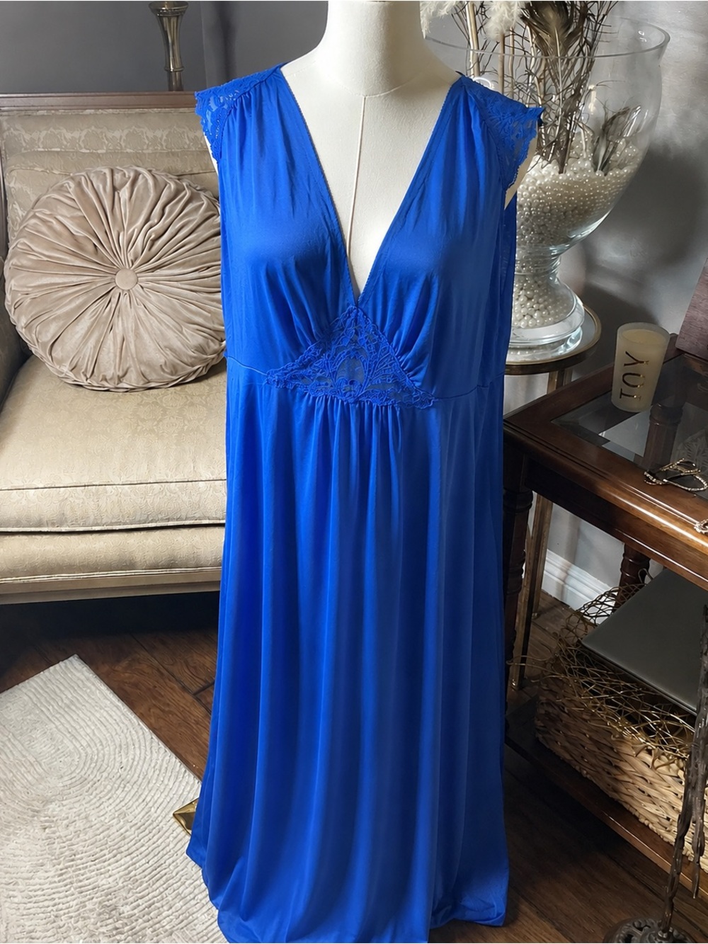 Vintage 70’s Lace Maxi Nightgown romantic coquette Hollywood Regency empire